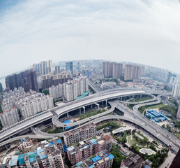 city interchange by fish eye