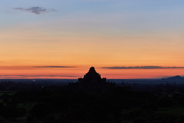 Pagoda landscape in the plain of Bagan, Myanmar (Burma)