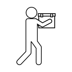 pictogram man holding a carton box icon over white background vector illustration