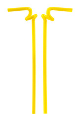 yellow drinking straws isolated