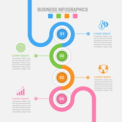 Four options of infographic, connection process, template for your design, business concept vector