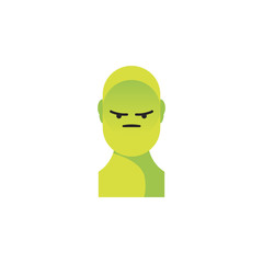 Angry green smiley. Like social icon. Button for expressing social emoji. Flat vector illustration EPS 10