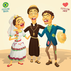 Typical brazilian June Party wedding - Made in Brazil - Made with love - High quality detailed vector cartoon for june party themes.