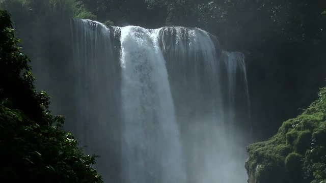 Long shot of the top of Pulhapanzak waterfall in Honduras