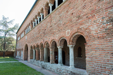 Fototapeta na wymiar Pomposa Abbey. Ravenna. Walk in ancient art