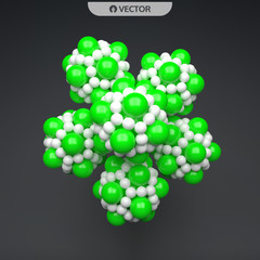 3D molecule. Molecular structure. Vector illustration for science.
