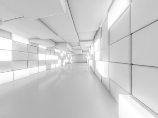 Simple empty room interior with lamps. 3D rendering