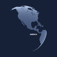 Naklejka premium North America. Earth globe. Global business marketing concept. Dotted style. Design for education, science, web presentations.