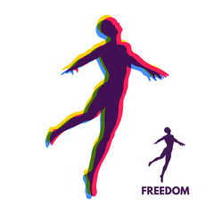 Fototapeta na wymiar Silhouette of a jumping man. Freedom concept. Vector Illustration.