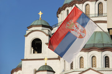 Church of Saint Sava and Serbian flag