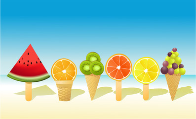 Summer fruit ice-creams