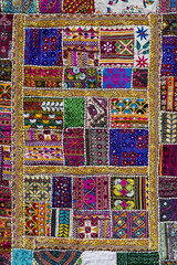 Indian patchwork carpet in Rajasthan. India
