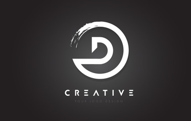 D Circular Letter Logo with Circle Brush Design and Black Background.