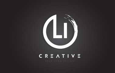 LI Circular Letter Logo with Circle Brush Design and Black Background. - obrazy, fototapety, plakaty
