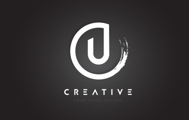 U Circular Letter Logo with Circle Brush Design and Black Background. © twindesigner