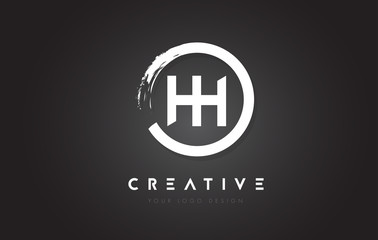 HH Circular Letter Logo with Circle Brush Design and Black Background.