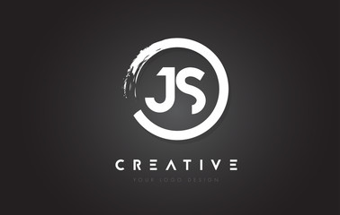 JS Circular Letter Logo with Circle Brush Design and Black Background.