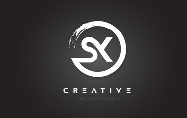 SX Circular Letter Logo with Circle Brush Design and Black Background.