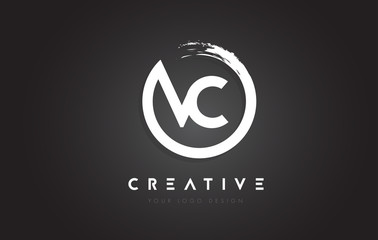 Obraz premium VC Circular Letter Logo with Circle Brush Design and Black Background.