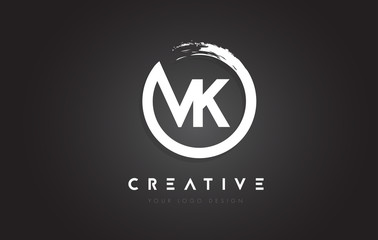 VK Circular Letter Logo with Circle Brush Design and Black Background.
