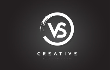 VS Circular Letter Logo with Circle Brush Design and Black Background.