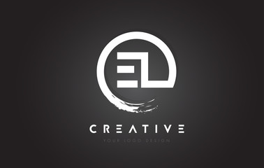 EL Circular Letter Logo with Circle Brush Design and Black Background. - obrazy, fototapety, plakaty