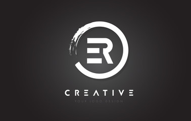 ER Circular Letter Logo with Circle Brush Design and Black Background.