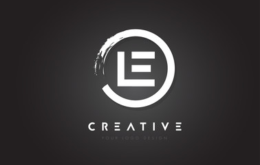 LE Circular Letter Logo with Circle Brush Design and Black Background.