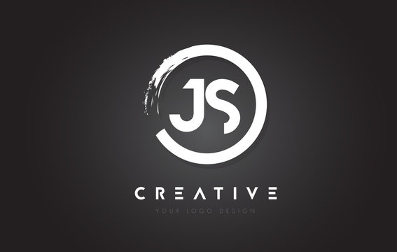 JS Circular Letter Logo with Circle Brush Design and Black Background.