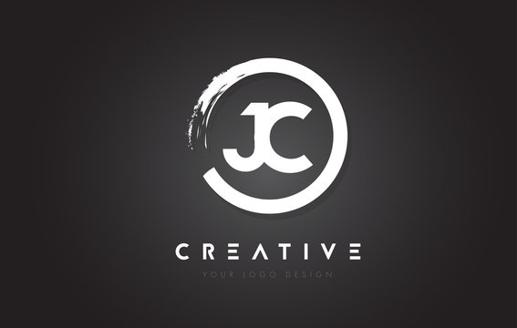 JC Circular Letter Logo with Circle Brush Design and Black Background.