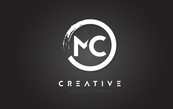 MC Circular Letter Logo with Circle Brush Design and Black Background.