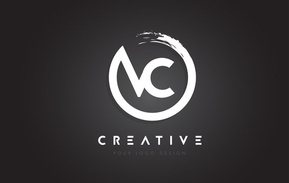 VC Circular Letter Logo with Circle Brush Design and Black Background.