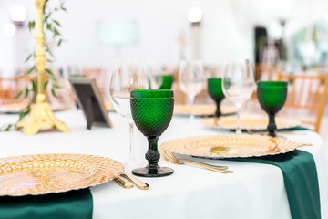 Beautifully organized event - served festive round tables ready for guests