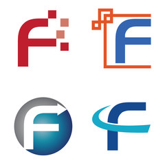 F Letter Technology Internet Symbol Logo Template