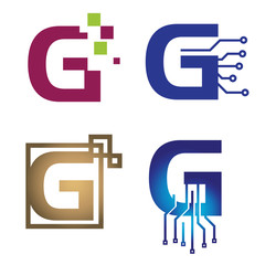 Obraz premium G - Letter Technology Internet Symbol Logo Template