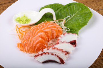 Salmon and Octopus sashimi