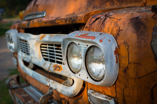 colorful rusted paint sections on old cars