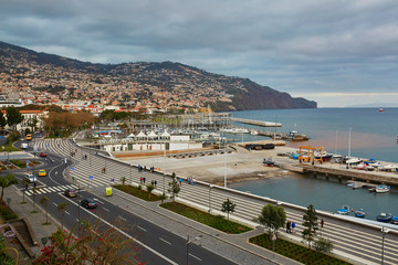 Fototapeta na wymiar Aerial view of Funchal, capital city on Madeira Island