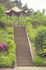 Obraz premium beautiful park scenery and small pavilion in wuxi city,China.