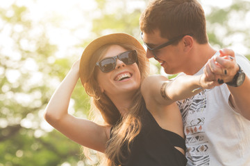 Fototapeta premium Couple in love enjoying outdoors.