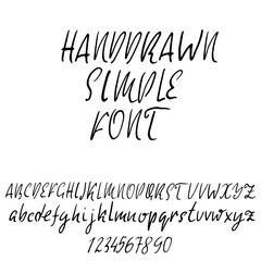 Hand drawn elegant calligraphy font. Modern brush lettering. Grunge style alphabet. Vector illustration.