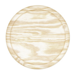 wooden plate top view isolated on white background