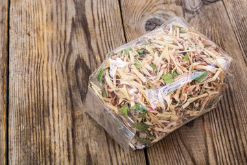 Dry leaves of lemongrass in package