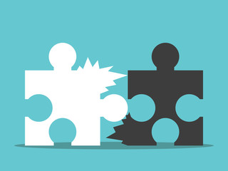 Puzzles, bad teamwork concept