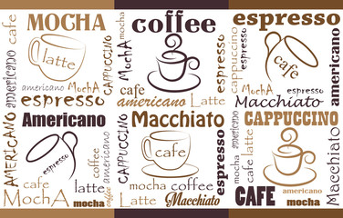 Fototapeta na wymiar Coffee Background. Seamless coffee pattern.Templates with coffee for flyers, banners, invitations, restaurant or cafe menu design.