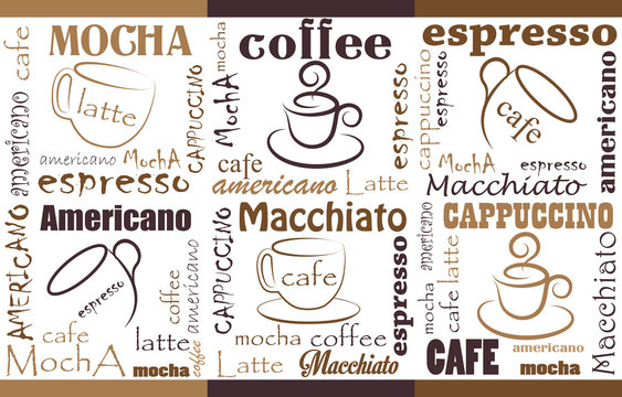 Coffee Background. Seamless coffee pattern.Templates with coffee for flyers, banners, invitations, restaurant or cafe menu design.
