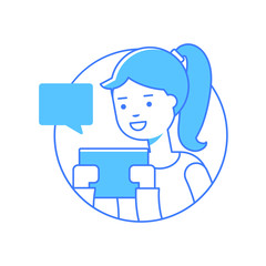 Vector illustration of a girl using tablet
