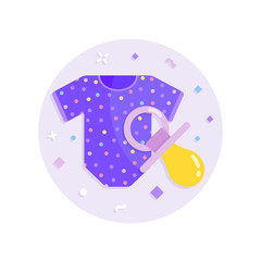 Baby clothes and pacifier vector icon