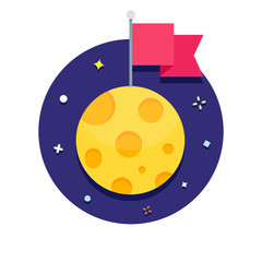 Moon with flag vector icon