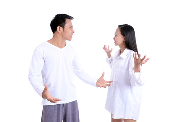 Issue couple concept on white background
